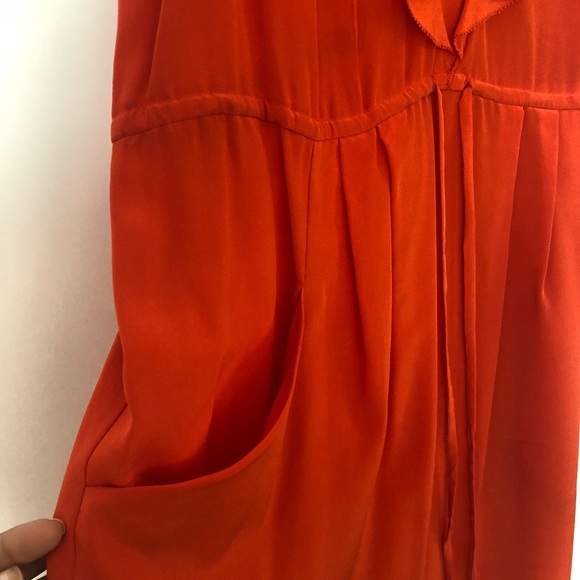 Rebecca Taylor Silk Flame Red Orange Dress Size 2 - Picture 4 of 8